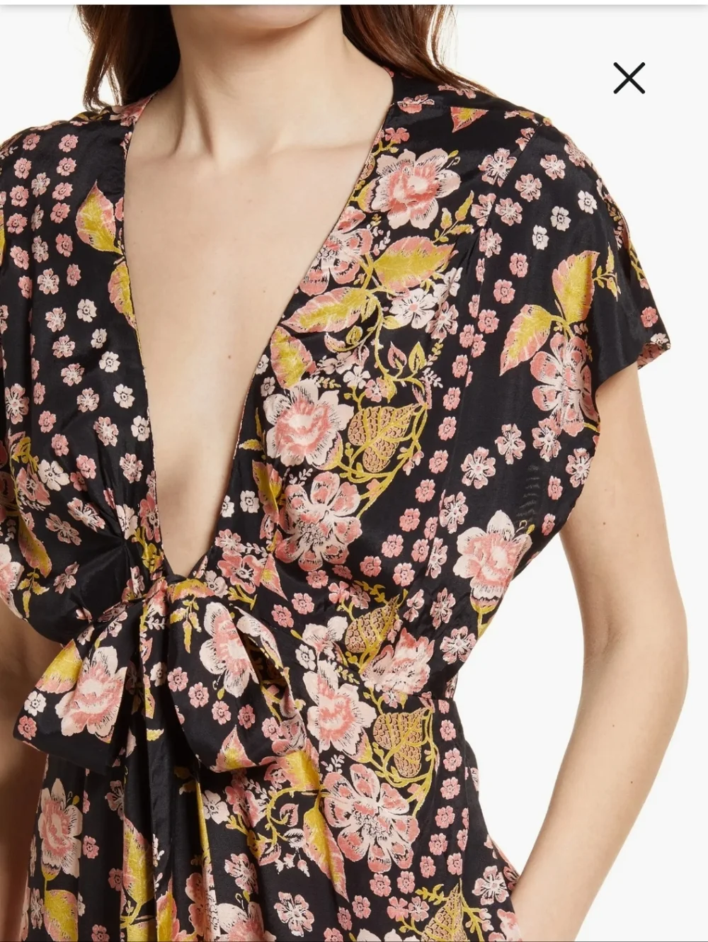 Free People Black Floral Tie-Front Jump Suite. - Picture 4 of 13
